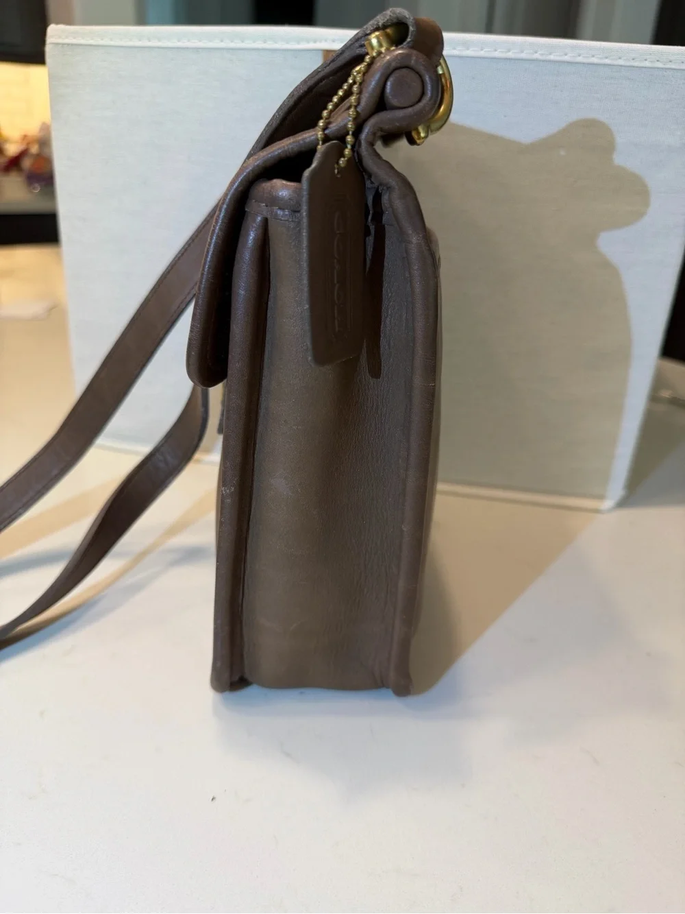 Coach Brown Leather Crossbody Bag - Turnlock Closure